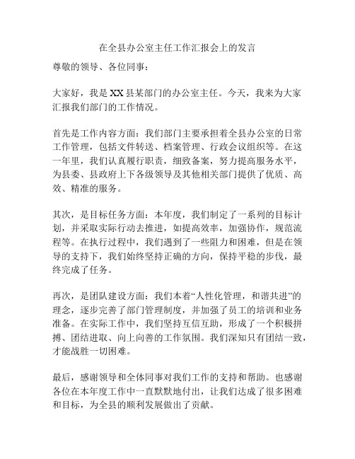 在全县办公室主任工作汇报会上的发言