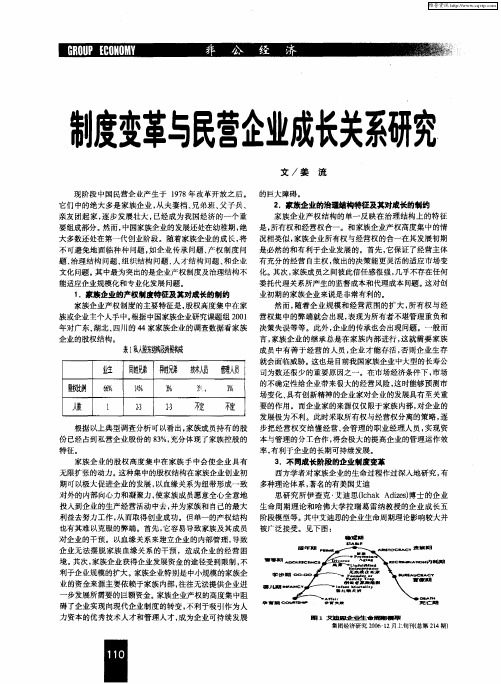 制度变革与民营企业成长关系研究