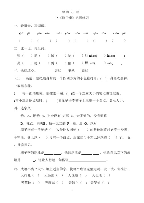 15、刷子李练习题及答案.pptx