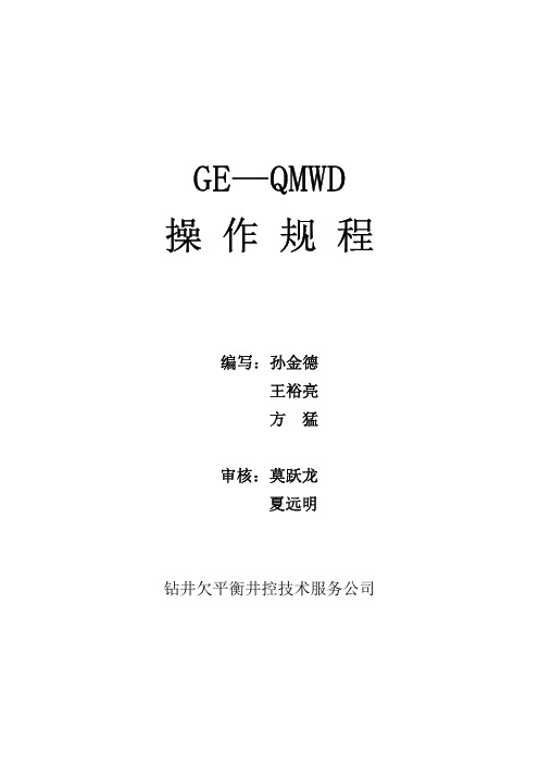 GE---MWD系统使用说明