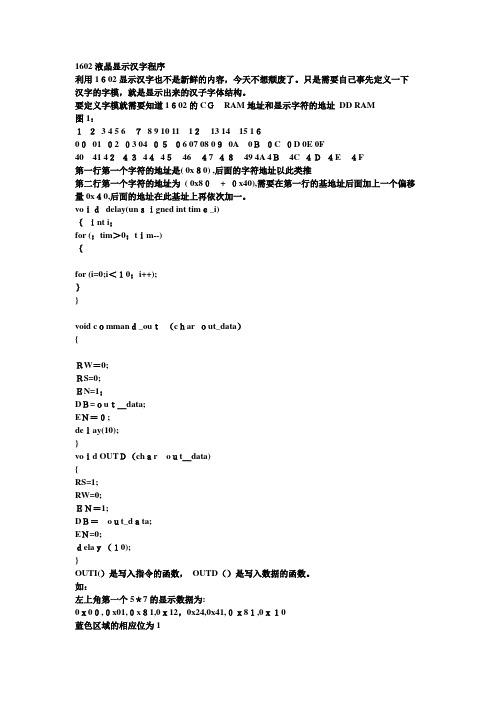 自-1602液晶显示汉字程序 