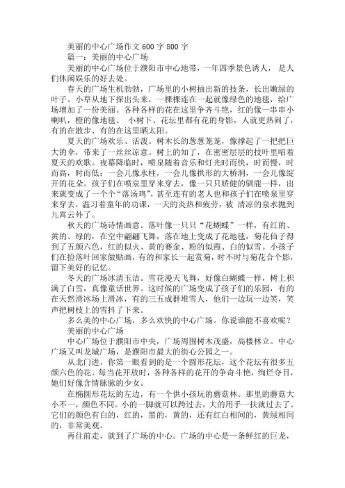 美丽的中心广场作文600字800字