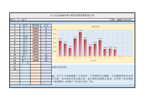 销售数据统计表分析表