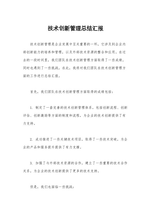 技术创新管理总结汇报