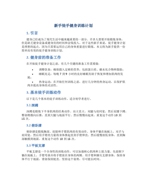 新手徒手健身训练计划