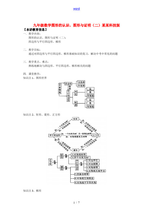 九年级数学图形的认识、图形与证明(二)上海科技版知识精讲