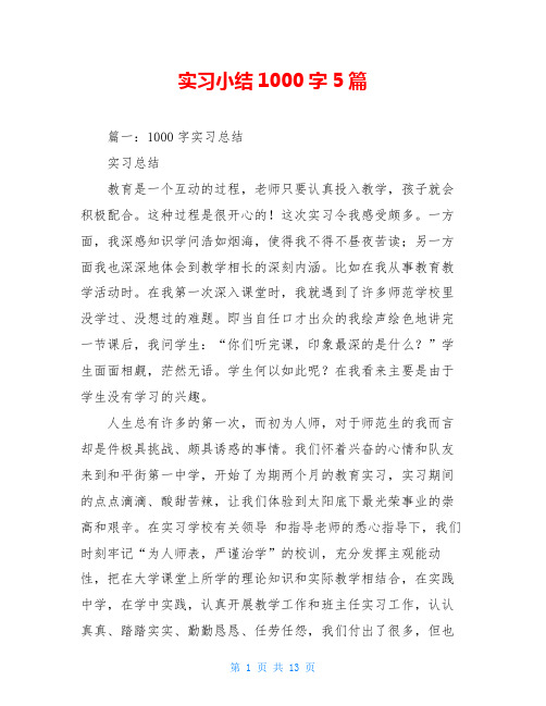 实习小结1000字5篇