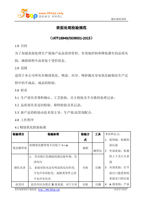 表面处理检验规范(含表格)