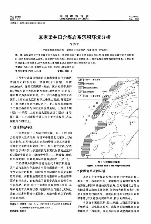 麻家梁井田含煤岩系沉积环境分析