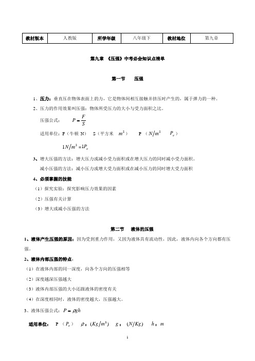 初中物理中考必会知识点(九)