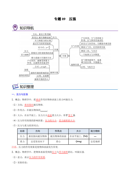 专题09压强【考点精讲】—【中考高分导航】备战2023年中考物理总复习(全国通用)(解析版)