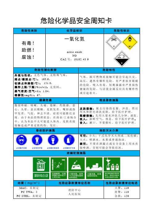 一氧化氮-危险化学品安全周知卡