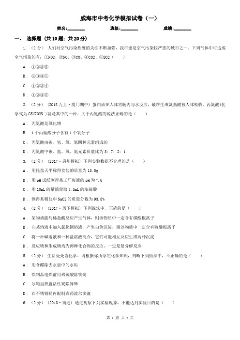 威海市中考化学模拟试卷(一)