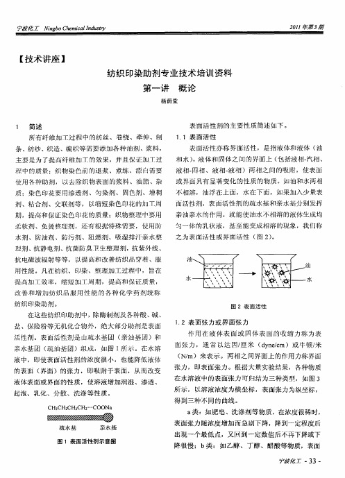 纺织印染助剂专业技术培训资料 第一讲 概论