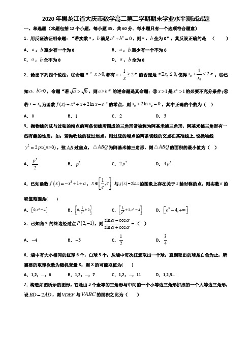 2020年黑龙江省大庆市数学高二第二学期期末学业水平测试试题含解析