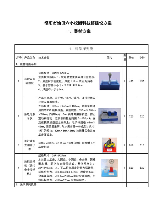 濮阳市油田六小校园科技馆建设方案