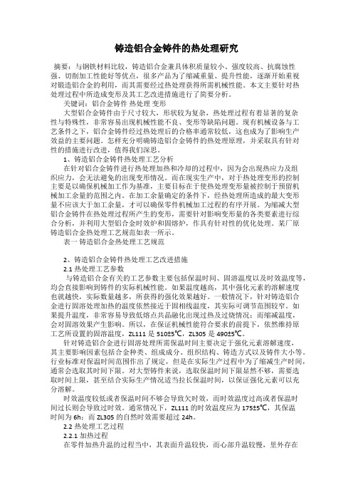 铸造铝合金铸件的热处理研究