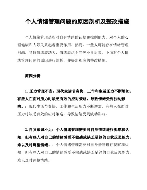 个人情绪管理问题的原因剖析及整改措施