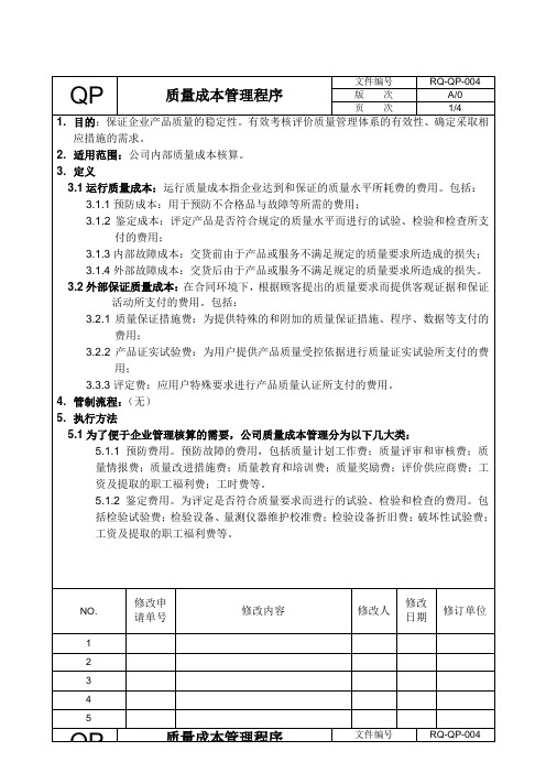 RQ-QP-004质量成本管理程序