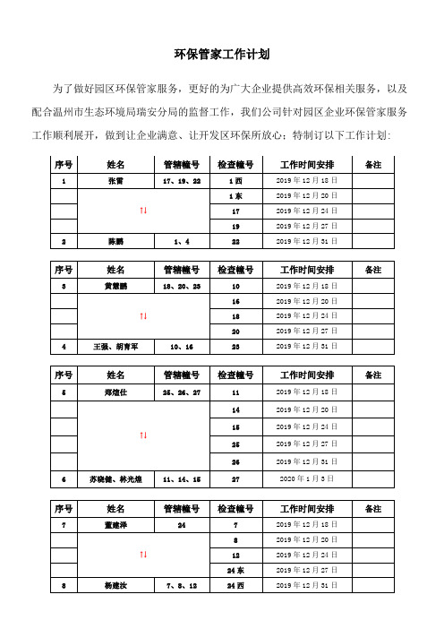 环保管家工作计划