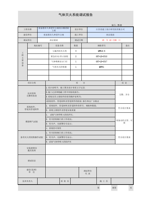E-22 气体灭火系统调试报告