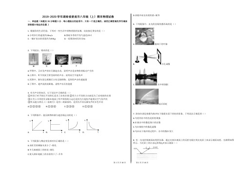 2019-2020学年湖南省娄底市八年级(上)期末物理试卷