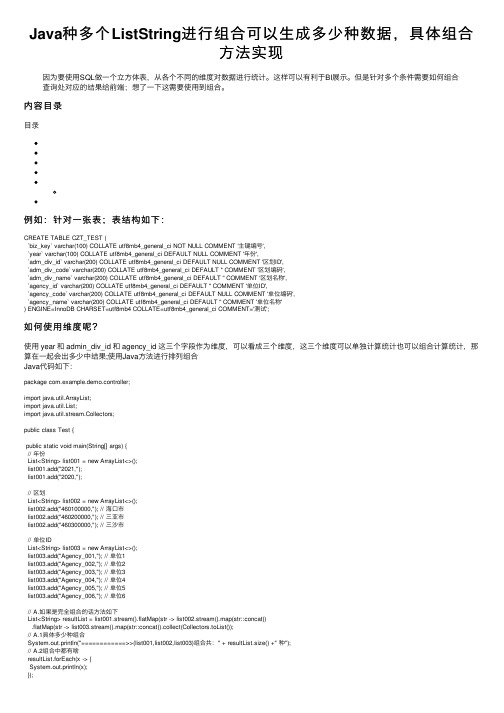 Java种多个ListString进行组合可以生成多少种数据，具体组合方法实现