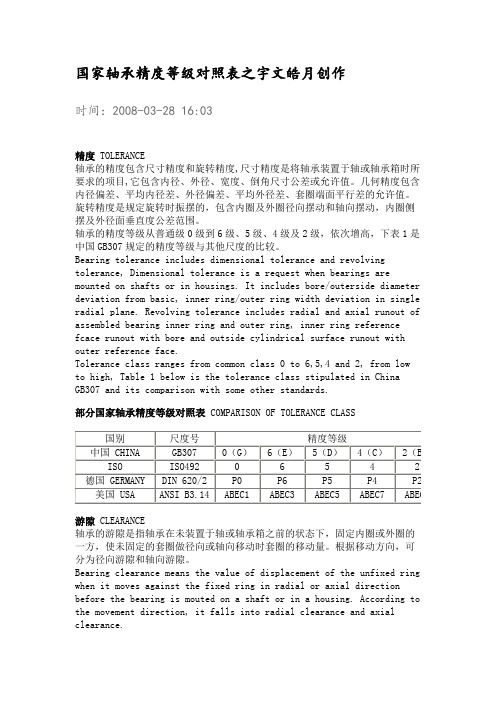 国家轴承精度等级对照表