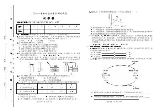 2017年初中学业考试二模试题化学卷