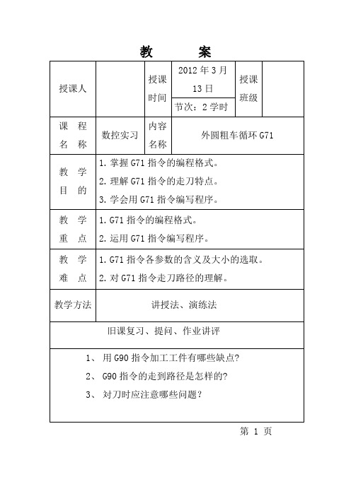 外圆粗车循环指令