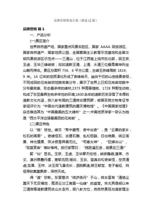 品牌营销策划方案（精选12篇）