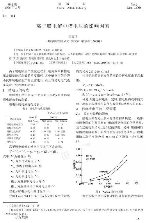 离子膜电解中槽电压的影响因素