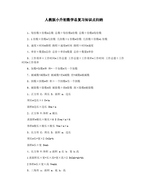 人教版小升初数学总复习知识点归纳