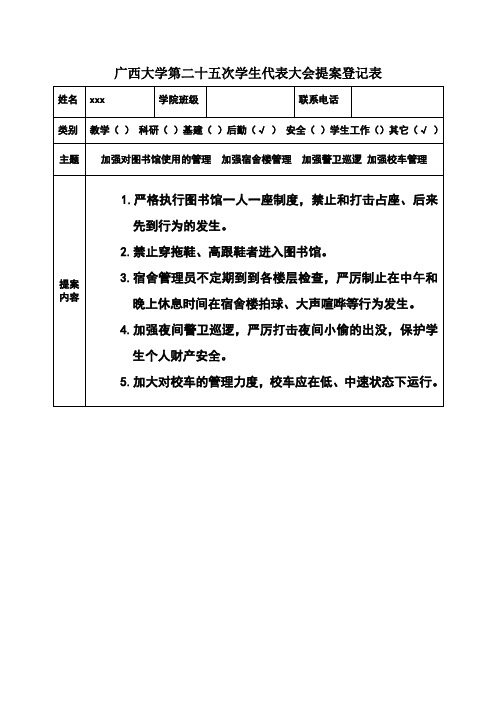 学校学代会提案征集表