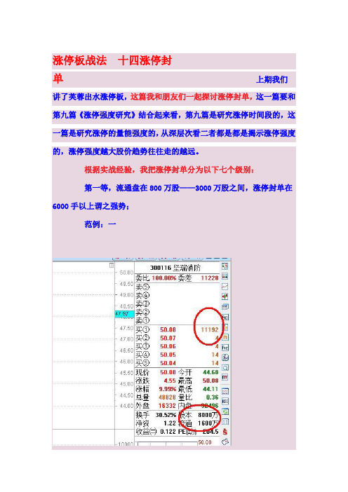 涨停板战法 十四涨停封单