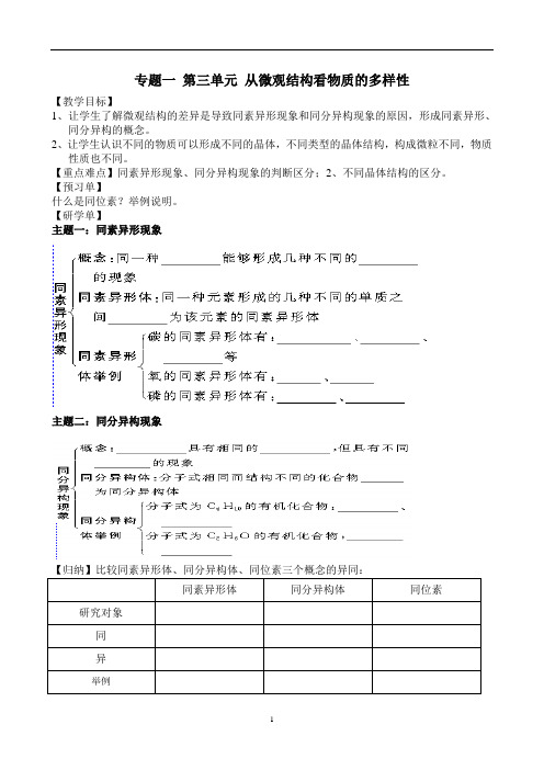 从微观结构看物质的多样性(教学单)
