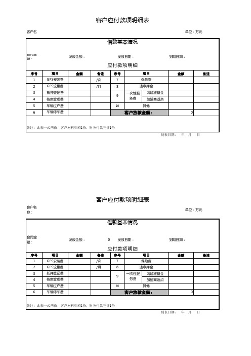 客户付款明细表