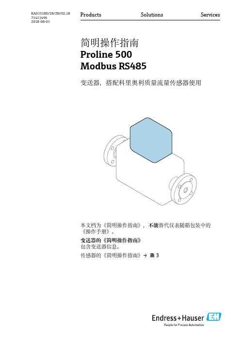 Proline 500 Modbus RS485 变送器，搭配科里奥利质量流量传感器使用说明书