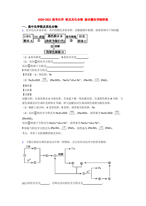 2020-2021高考化学 铁及其化合物 综合题含详细答案