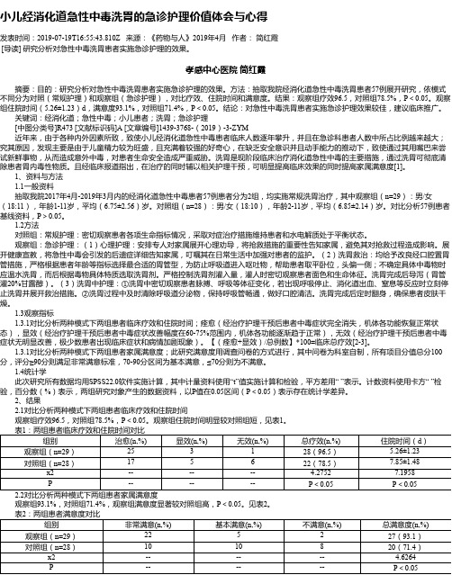 小儿经消化道急性中毒洗胃的急诊护理价值体会与心得