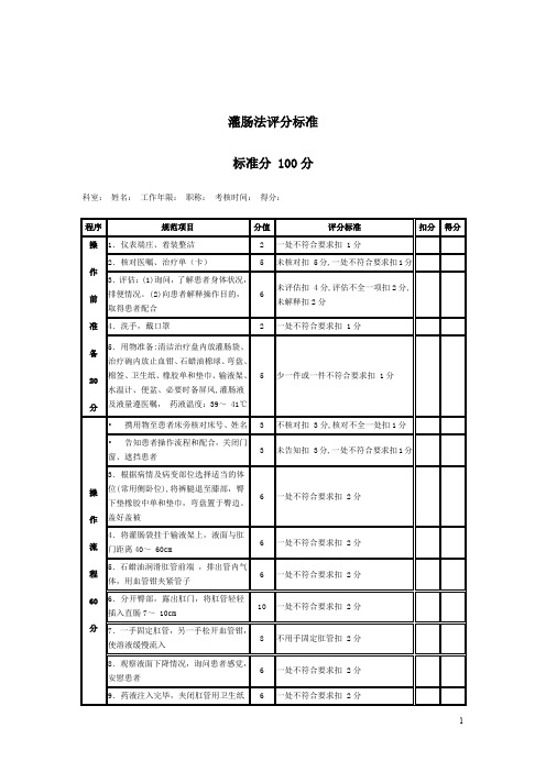 常用护理技术操作评分标准——灌肠法