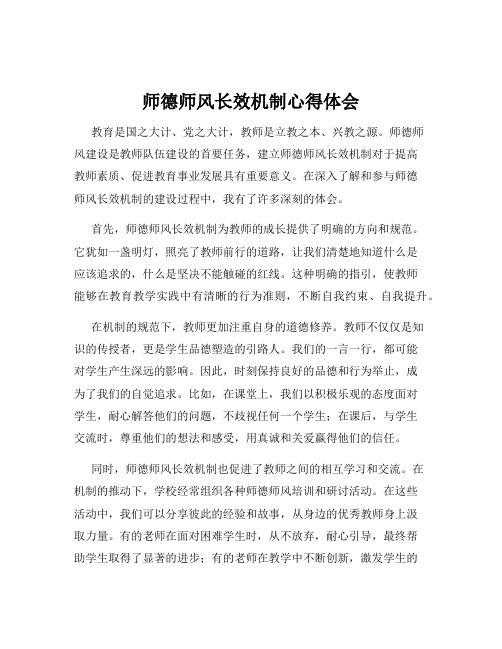 师德师风长效机制心得体会