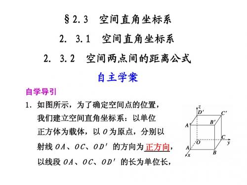 第2章 §2.3 空间直角坐标系  2.3.1  2.3.2