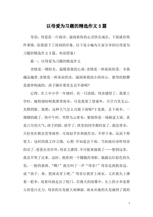 以母爱为习题的精选作文3篇