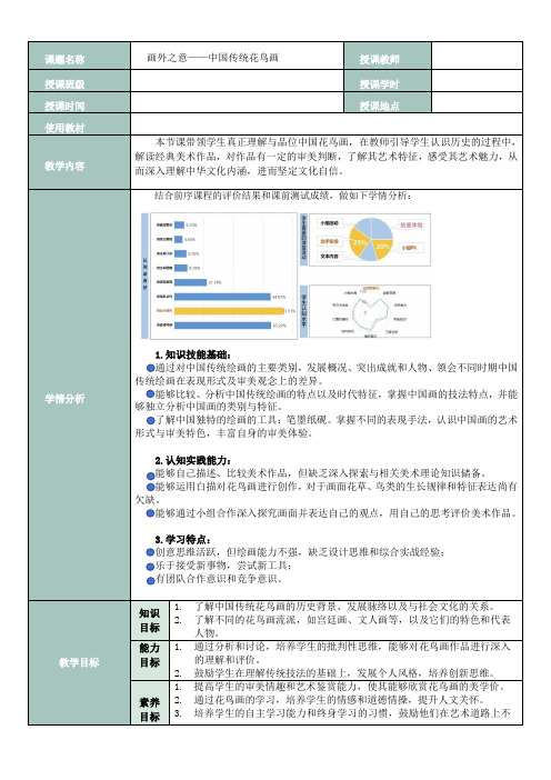 第4课画外之意——中国传统花鸟画+教学设计-2024-2025学年高中美术人教版(2019)美术鉴赏