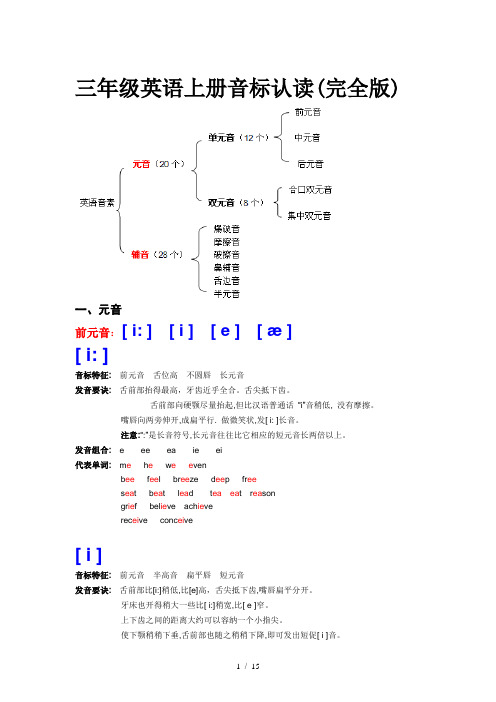 三年级英语上册音标认读(完全版)