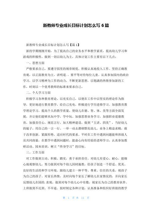 新教师专业成长目标计划怎么写6篇