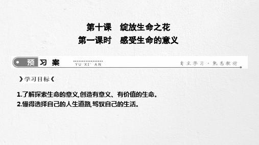 人教部编版七年级上册道德与法治课件：第十课第一框感受生命的意义