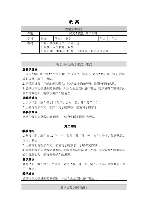 0527一年级语文(统编版)-9夜色2-1教案