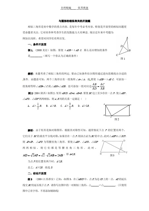 华师大版数学九上24.3《相似三角形》(与图形的相似有关的开放题)word教学参考